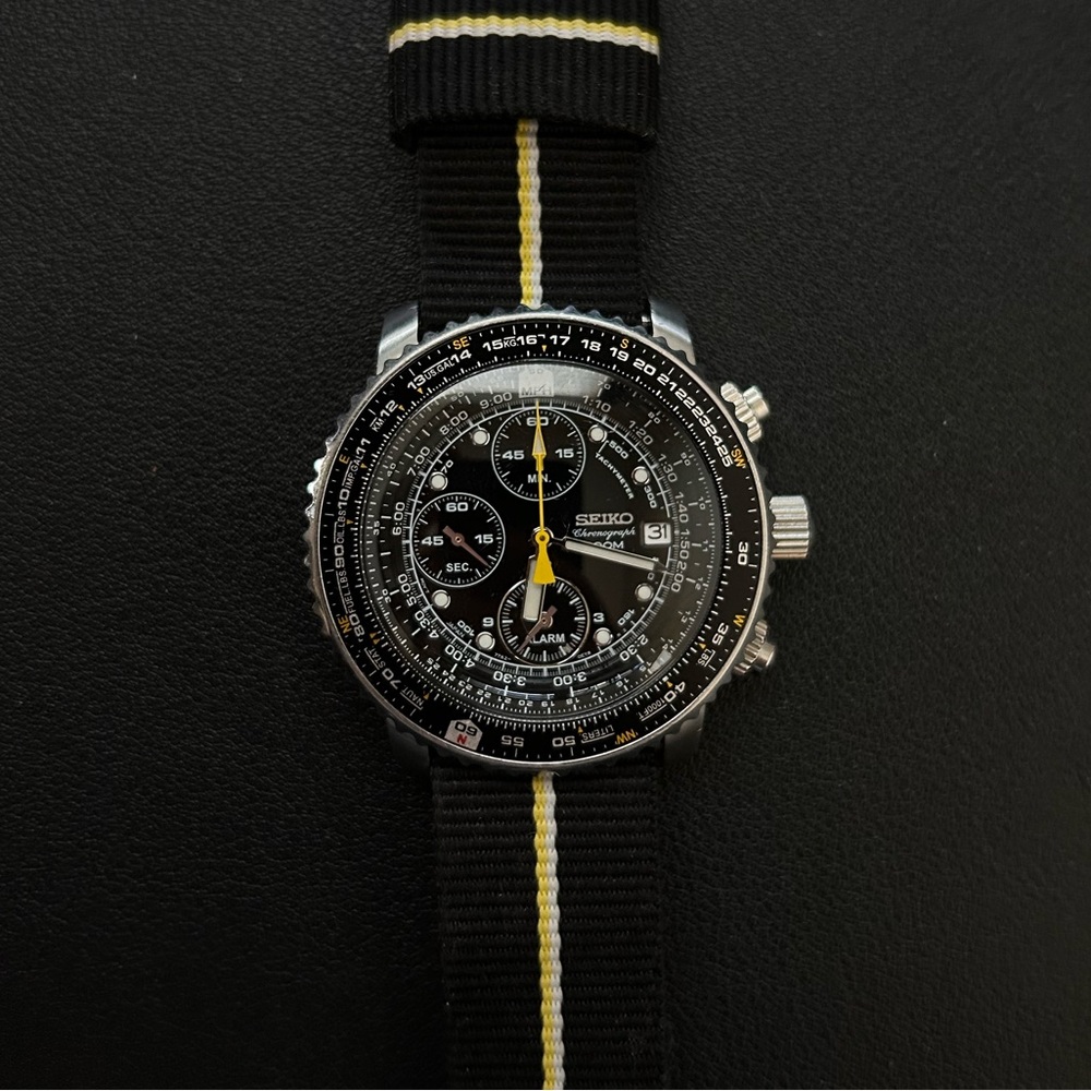 Seiko Chronograph Black and Yellow Strap Watch